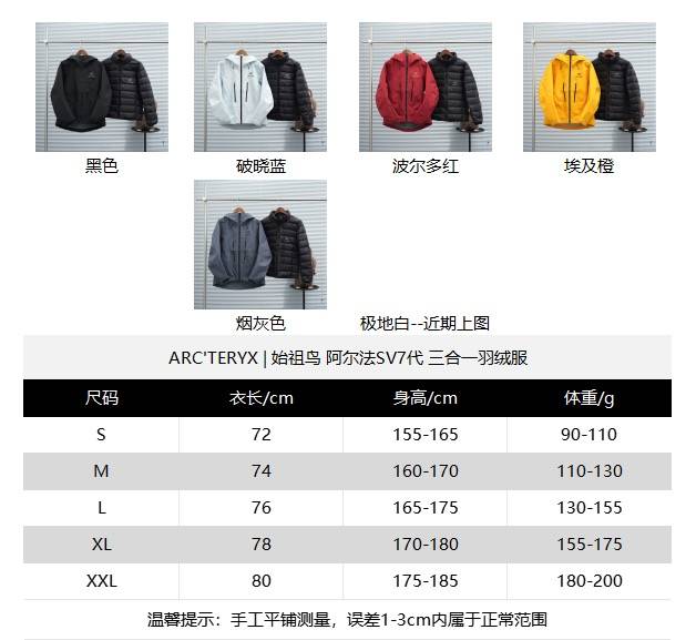 市面最顶 始祖鸟三合一可拆卸羽绒内胆 始祖鸟三合一冲锋衣 下单即送专柜礼盒 品质吊打市面通货