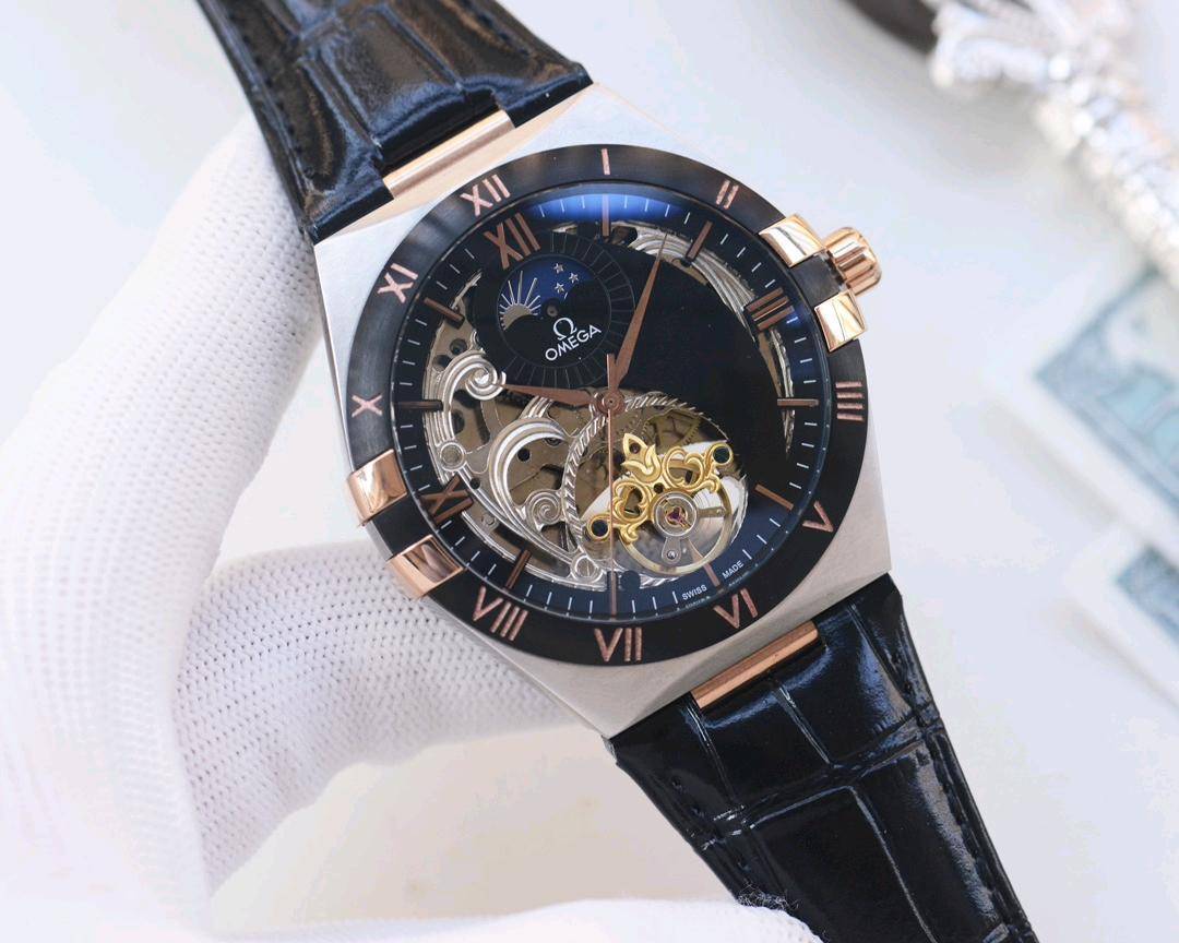 💰480 品牌：欧米茄-OMEGA🏅🏅 类型：男士腕表🎉🎉 壳套：顶级版316精钢L 表带：进口小牛皮表带 机芯：全自动机械机芯⚙️ 镜面：矿物质防刮镜面玻璃 尺寸：直径42mm厚12mm  🍷精致传承真实效果，品质保证！ ‼️优雅格调瞬间提摄男士魅力，更是品位与生活