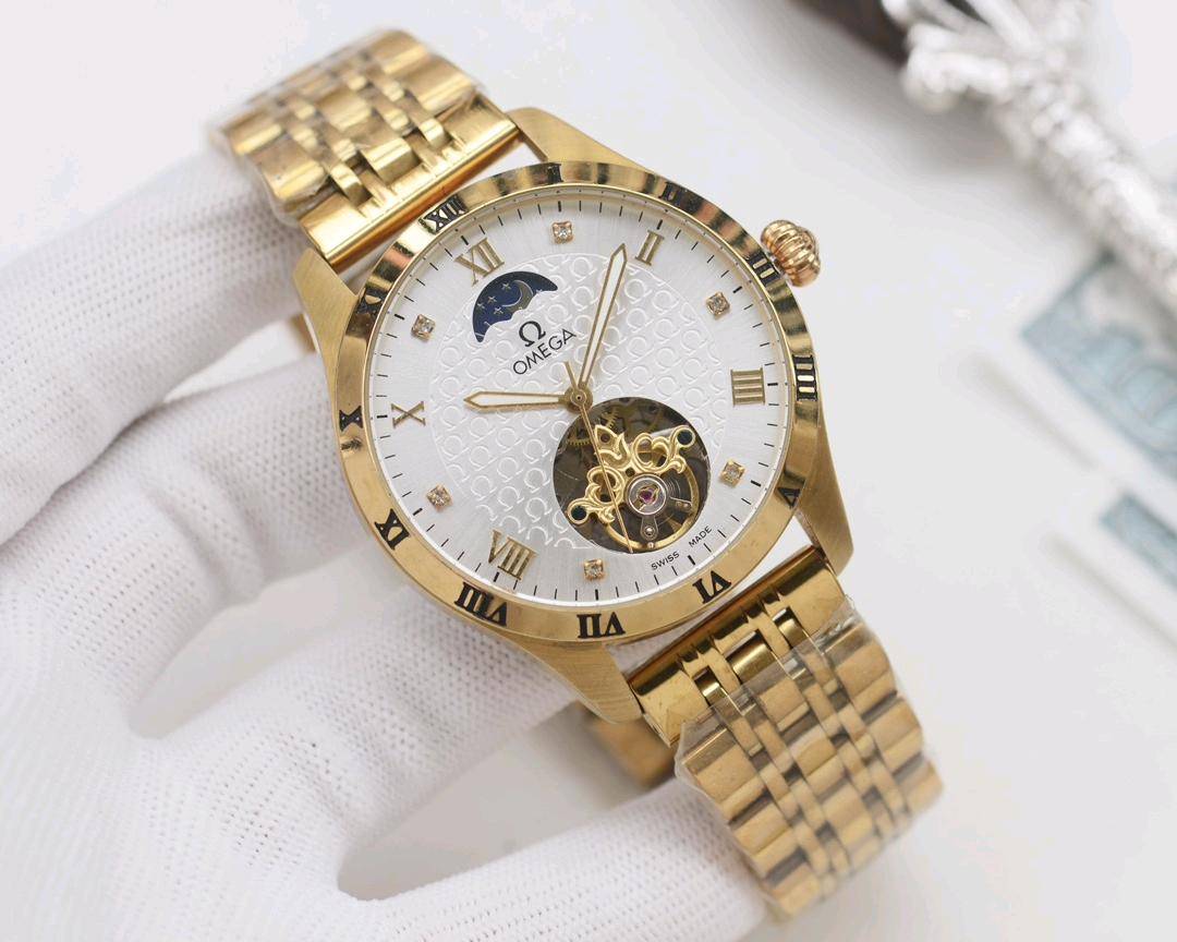 尊享价：410 品牌：欧米茄-OMEGA🏅🏅 类型：男士腕表🎉🎉 壳套：顶级版316精钢L 表带：316精钢表带 机芯：全自动机械机芯⚙️ 镜面：矿物质防刮镜面玻璃 尺寸：直径42mm厚11mm  🍷精致传承真实效果，品质保证！ ‼️优雅格调瞬间提摄男士魅力，更是品位与