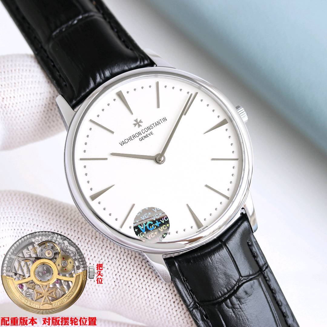 VC+ Factory 原版78克配重版 江诗丹顿 传承系列 85180腕表  【表壳】唯一对版尺寸：40mmX8.65mm 【重量】告别轻飘飘，唯一对版原装K金78克重量 【机芯】唯一对版摆轮方向9015改江诗丹顿自产2450机芯，从夹板到钢轮等部件均由制表师精工装饰，最大限度