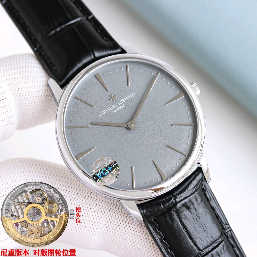 VC+ Factory 原版78克配重版 江诗丹顿 传承系列 85180腕表  【表壳】唯一对版尺寸：40mmX8.65mm 【重量】告别轻飘飘，唯一对版原装K金78克重量 【机芯】唯一对版摆轮方向9015改江诗丹顿自产2450机芯，从夹板到钢轮等部件均由制表师精工装饰，最大限度