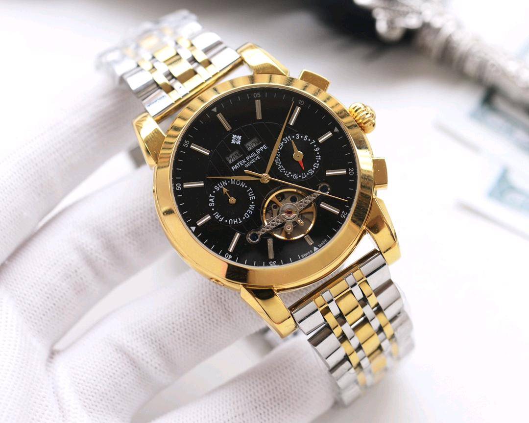 尊享价：450 品牌：百达翡丽-PATEK PHILIPPE🏅🏅 类型：男士腕表🎉🎉 壳套：顶级版316精钢L 表带：316L精钢表带 机芯：全自动进口机械机芯⚙ ️镜面：矿物质防刮镜面玻璃 尺寸：直径42mm厚12mm  🍷精致传承真实效果，品质保证！ ‼️优雅格调瞬