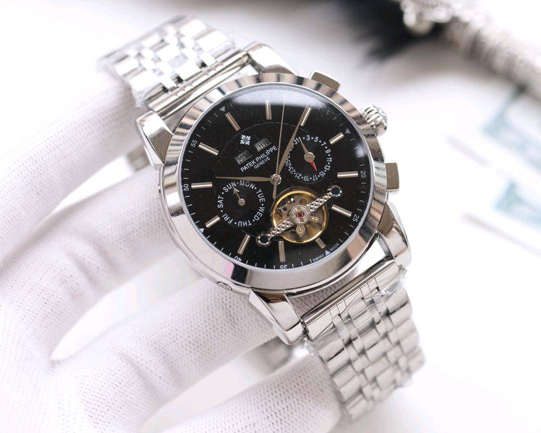 尊享价：450 品牌：百达翡丽-PATEK PHILIPPE🏅🏅 类型：男士腕表🎉🎉 壳套：顶级版316精钢L 表带：316L精钢表带 机芯：全自动进口机械机芯⚙ ️镜面：矿物质防刮镜面玻璃 尺寸：直径42mm厚12mm  🍷精致传承真实效果，品质保证！ ‼️优雅格调瞬