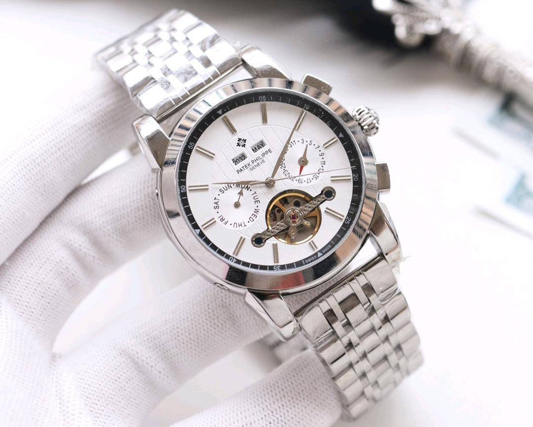 尊享价：450 品牌：百达翡丽-PATEK PHILIPPE🏅🏅 类型：男士腕表🎉🎉 壳套：顶级版316精钢L 表带：316L精钢表带 机芯：全自动进口机械机芯⚙ ️镜面：矿物质防刮镜面玻璃 尺寸：直径42mm厚12mm  🍷精致传承真实效果，品质保证！ ‼️优雅格调瞬