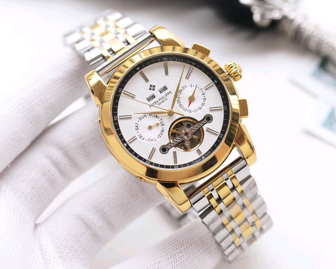 尊享价：450 品牌：百达翡丽-PATEK PHILIPPE🏅🏅 类型：男士腕表🎉🎉 壳套：顶级版316精钢L 表带：316L精钢表带 机芯：全自动进口机械机芯⚙ ️镜面：矿物质防刮镜面玻璃 尺寸：直径42mm厚12mm  🍷精致传承真实效果，品质保证！ ‼️优雅格调瞬