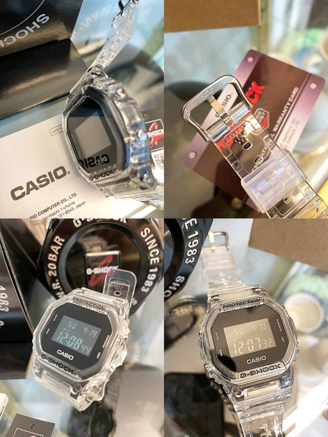 💰60 【冰韧2.0 CASIO卡西欧G-SHOCK see thru冰韧系列 透明方块表】 夏日必备，白敬亭同款！ 卡西欧dw5600冰韧2.0冰韧系列（白色）采用半透明树脂表带，由白色半透明表款组成。基础型号为经典方形DW-5600。反显屏幕配银色，清爽耐看，看着就很凉爽，