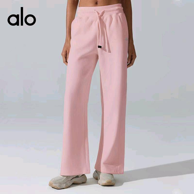 ALO YOGA💰103💎支持一件代发
aloyoga 加绒长裤瑜伽裤宽松高腰直筒休闲运动阔腿裤
【品牌】ALO 
【款号】YK447
【面料】棉/聚酯纤维
【颜色】白麻灰，奶油杏，海军蓝，冷萃棕，烟熏粉
【尺码】S，M，L，XL
 专柜同款品质，厂家直销，货源充足，售后保障
